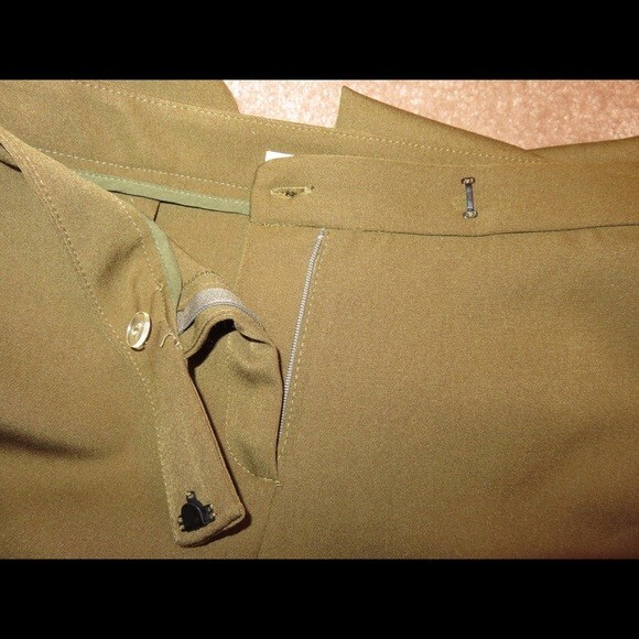 Milly Pants Olive Green Stretch Crepe Cigarette Trousers Office Work Size 4 NWT - Picture 6 of 8
